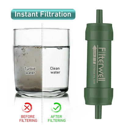 Westtune Outdoor Mini Water Filter Straw Camping Purification Portable Hiking Water Purifier for Survival eller Emergency Supplies