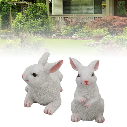 1 par bunny kanin ornamenter dekorationer harpiks kunst håndværk dyrmodel skulptur statue figur til balkon have