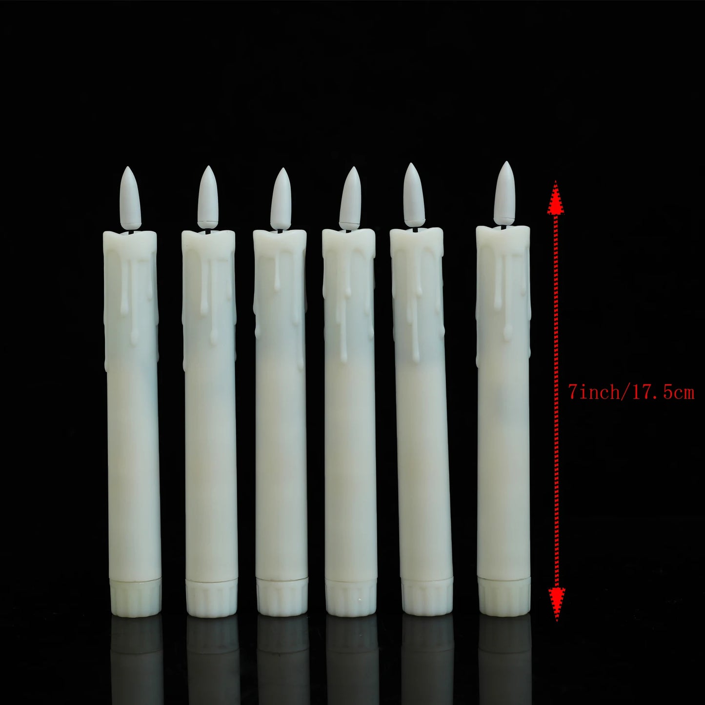 3/4/6/12 darabok meleg fehér fény rövid láng nélküli dekoratív LED -es kúpos gyertyák, 7 hüvelyk/17,5 cm hamis műanyag realisztikus gyertyák