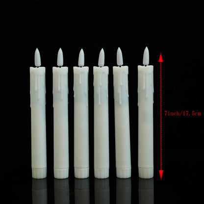 3/4/6/12 stykker Varmt hvidt lys Kort flammeløs dekorativ LED -konisk stearinlys, 7 tommer/17,5 cm falske plastiske realistiske stearinlys