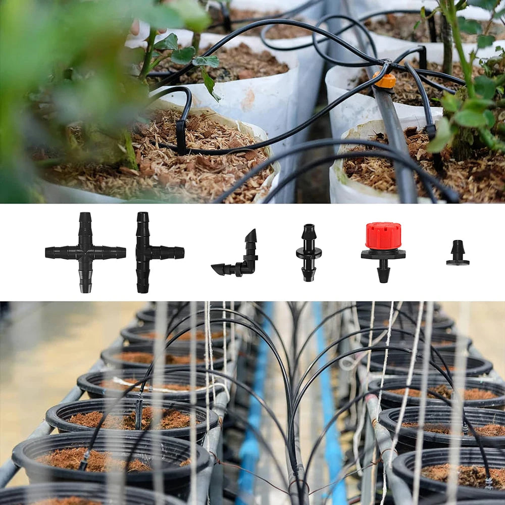50pcs ostnaté konektory zavlažovací kování Dropnutí zavlažování ostnaté konektory 4/7mm trubice pro květinový hrnec zahradní trávník