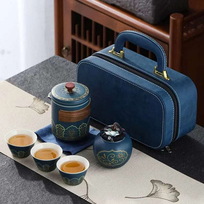 Travel Tea Set Portable Outdoor Camping Travel Tea Drinking Equipment Accompanying Tea Cup a Pot Of Three Cups