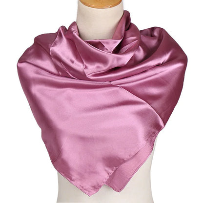 Écharpe de soie de luxe Femmes Satin Couleur solide Hijab Scharpes Pareo Bandana Bandana Femme enveloppant Bandband Bounard 90 * 90cm