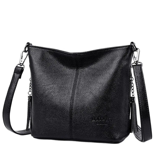 Høj kvalitet blød læderpung mode kvinder skulder messenger taske trend 2024 designer kvast taske luksus damer håndtaske sac