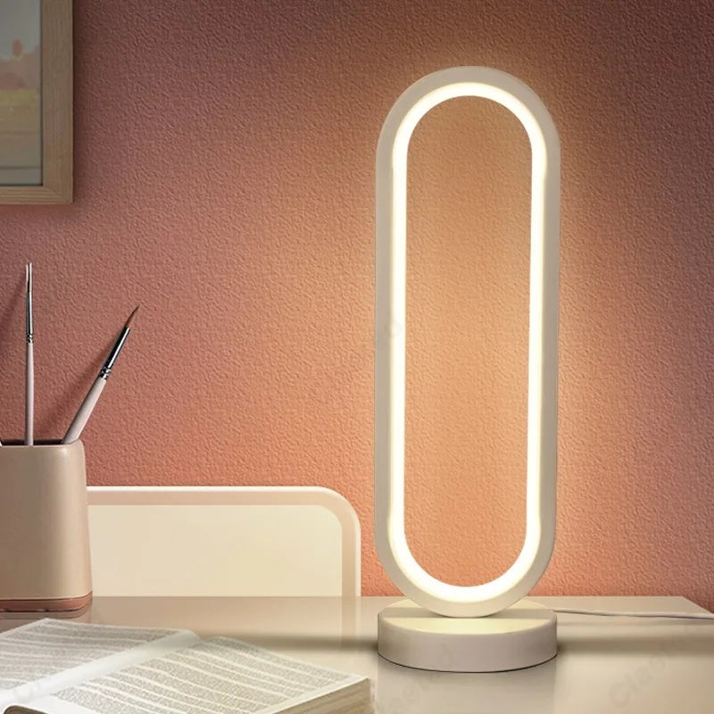 LED Oval Desk Lamp Retro Simple Dimmable USB Plug-in Bedroom Bedside Lamp Warm Bar Restaurant Atmosphere Decoration Lighting