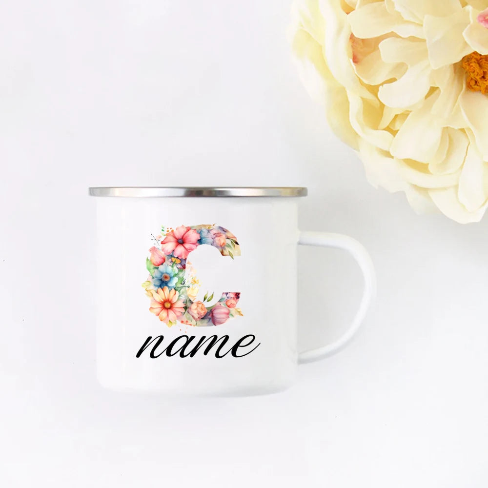 Personalized Floral Initial Name Cup Custom NameTea Coffee Hot Chocolate Mug Bride Bridesmaid Mothers Day Gift for Her