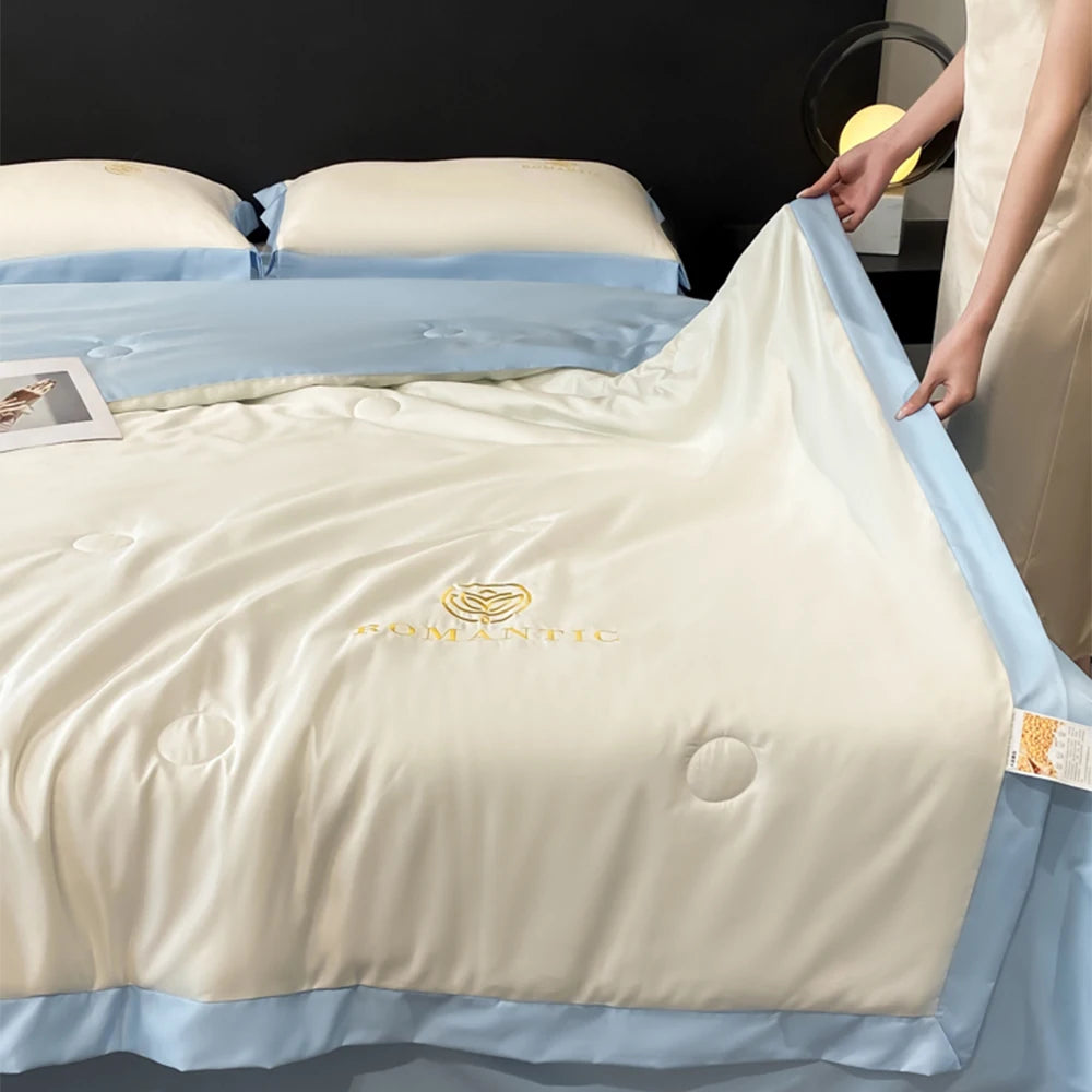 Yanyangtian 2024 Summer Quilt Simple Luxury Modal Comforter þunnt rúm kápa rúmföt tvíhliða tepp
