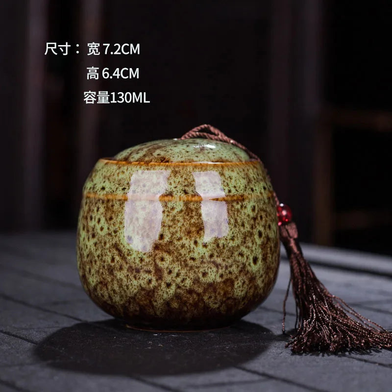 Ceramic tea can, small size, portable, kiln sealed can, household tea storage tank, powder medicine can tea tin Coffee can