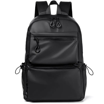En 14 tommer mænds rygsæk storkapacitet rejser fritid solid farve pu computer rygsæk mode mænd og kvinder studerende skoletaske