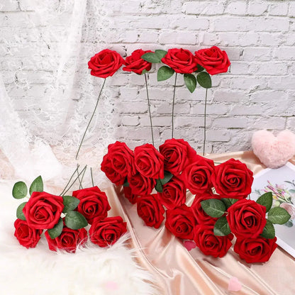 Rose Fleurs artificielles 25pcs mousse fausse roses bouquets bouquets centres