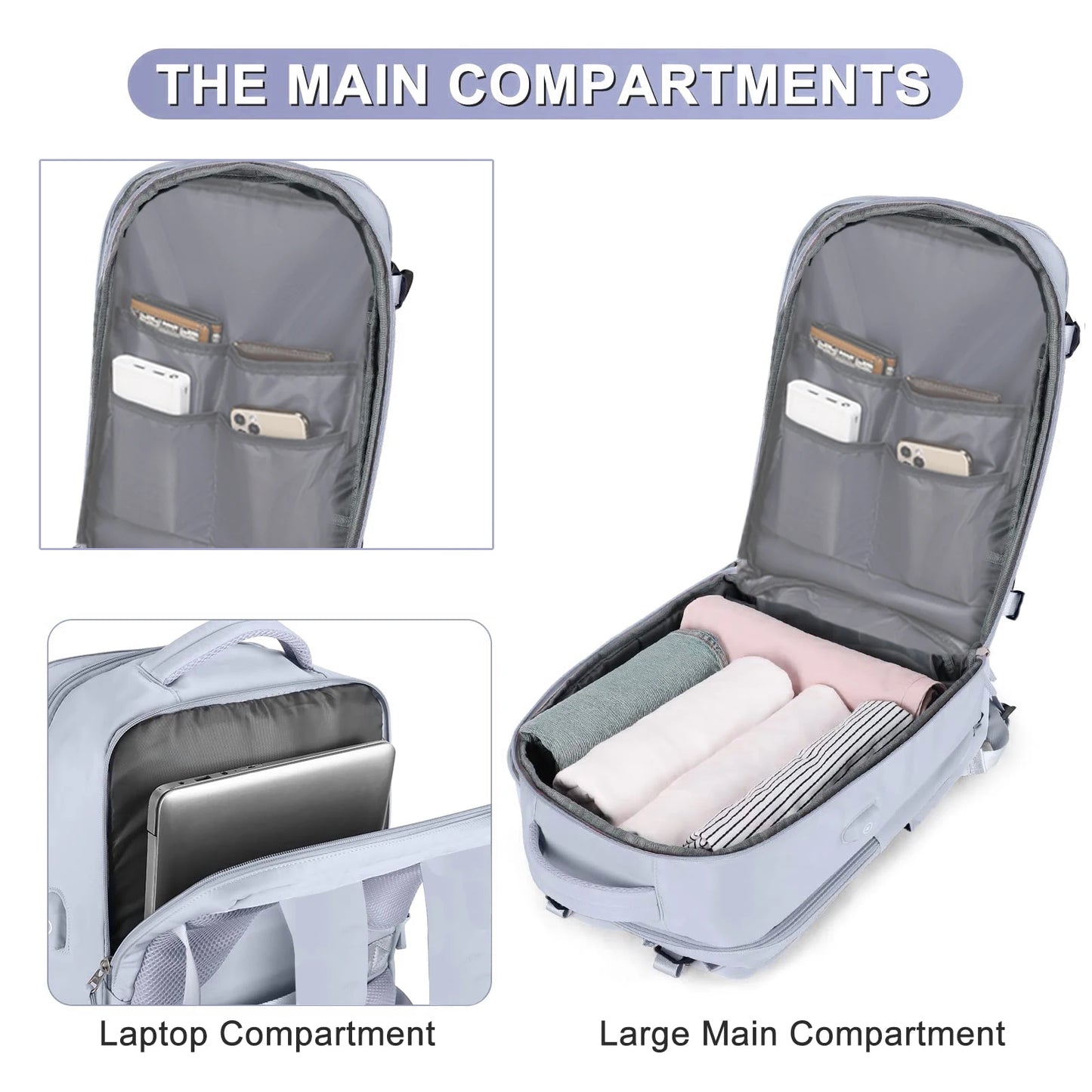 Férfi utazási hátizsák, légitársaság által jóváhagyott vízálló 15,6 hüvelykes laptop hátizsák nők számára, hátizsák iskola cipő rekeszével