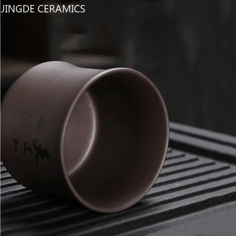 Chinese Yixing Purple Clay Teacup Portable Meditation Cup Handmade Boutique Tea Bowl Master Cup Customized Tea Set 120ml