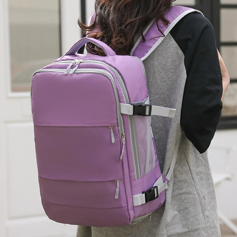Viaje mochila para mujeres Bolsa de mochila casual antirrobo de gran capacidad con correa para equipaje y mochilas de puerto de carga USB