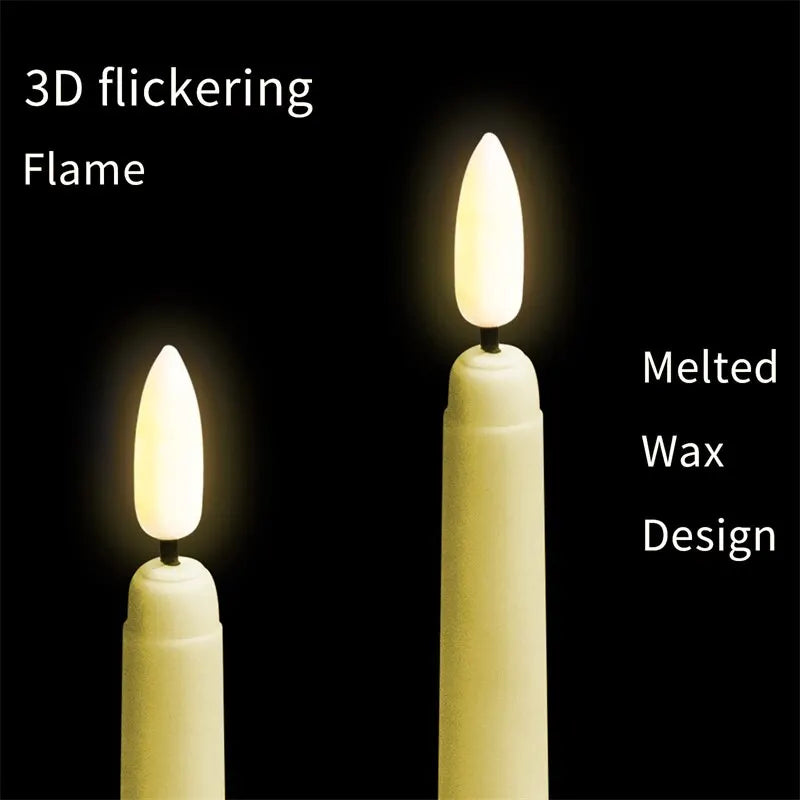 LED FLOLESS FLICKERING TAPER CANDLES 3D WICK CANTLES LAMP með fjarstýringu te ljós