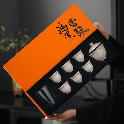 White Porcelain Simple Teaware Suit Japanese Retro Creative Ceramics Handmade Home Teapot Kung Fu Teaware Gifts