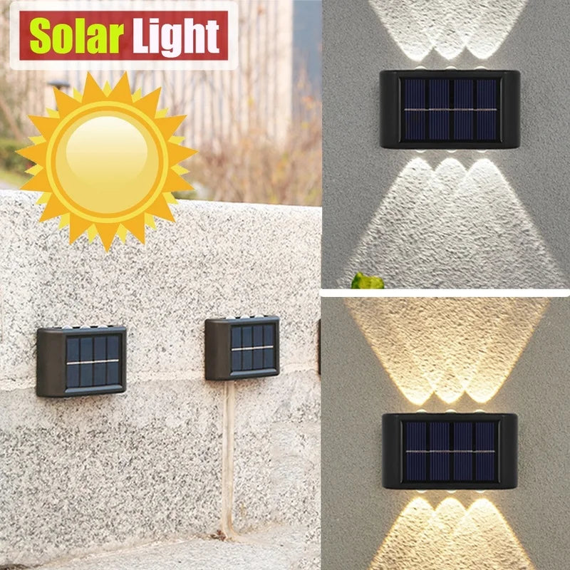 Lâmpada solar de parede solar externa à prova d'água para cima e para baixo luzes solares de iluminação luminos
