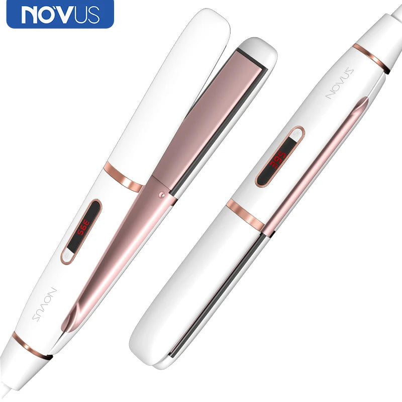 NOVUS 2 In 1 Hair Straightener Hair Curler Professional Ceramic Flat Iron For Short Hair Women And Men Beard Straightener