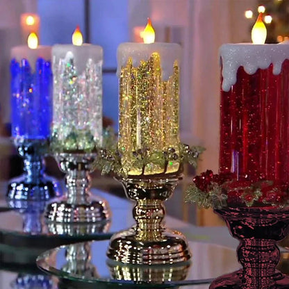 Vianoce LED sviečka svetlo dekoratívne remeselné nočné svetlá víriaci trblietky farebné fantasy krištáľové nočné svetlá Vianoce párty domov