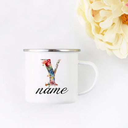 Personalized Floral Initial Name Cup Custom NameTea Coffee Hot Chocolate Mug Bride Bridesmaid Mothers Day Gift for Her