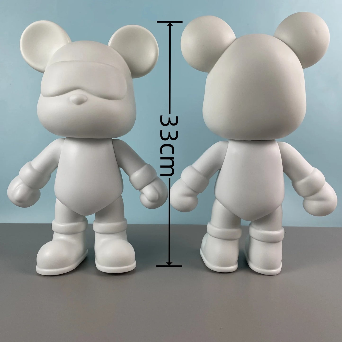 DIY Paint Fluid Rabbit Figure Handmade Pigment Doll Toy White Vinyl Bear Figurine Sculpture House Decoration Table Accessories