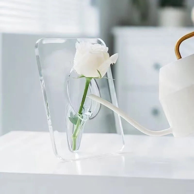 Creative Acrylic Flower Vase - Modern Art Decoration for Fresh/Dry Flowers, Home Office Table Centerpiece, Unique Flower Holder