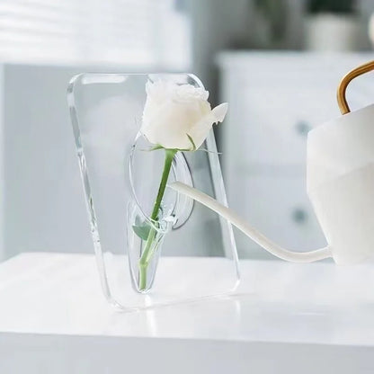 Creative Acrylic Flower Vase - Modern Art Decoration for Fresh/Dry Flowers, Home Office Table Centerpiece, Unique Flower Holder