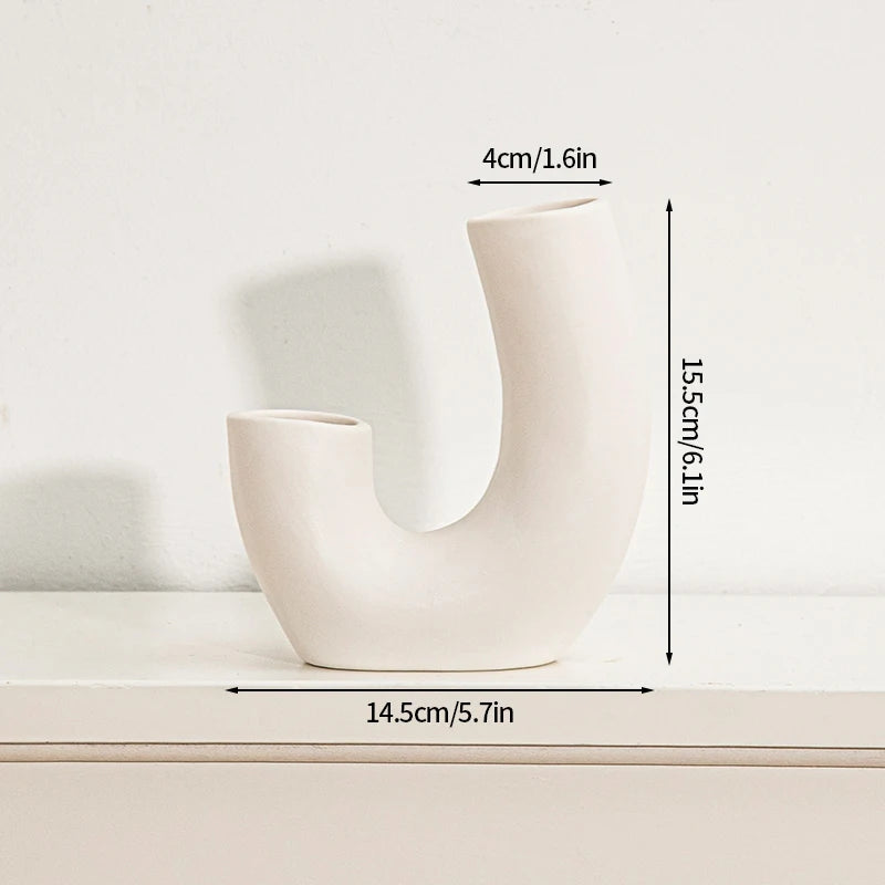 White Ceramic Vase Modern Decorative Vase for Pampas Grass Minimalist Flower Vases for Centerpiece Wedding Office Home Decor
