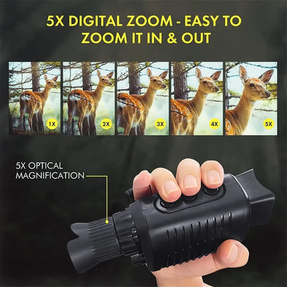 Dispositif de vision nocturne infrarouge HD R7 5x Zoom Digital Monocular Telescope 1080p Outdoor Camera with Day & Night Dual Use for Hunting