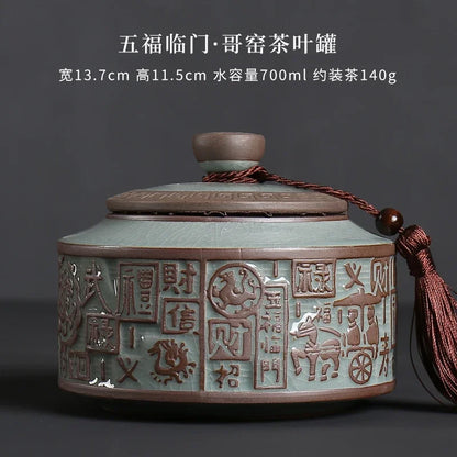 Ceramic Tea Caddy Storage Tank Sealed Jar Candy Jar Tea Box Sugar Bowl Tea Organizer Home Food Container Decorative Jars Tea Can