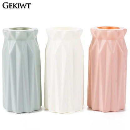 Plastic Dried Flower Vase with Minimalist Geometry Plastic Flower Pot Living Room Small and Fresh Flower Arrangement Decoration