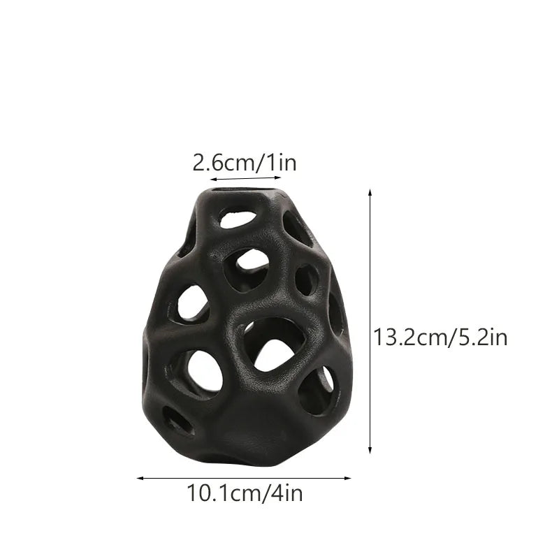 CAPIRON Hollow Out Ceramic Vase White Black Nordic Classical Aesthetics Office Home Living Room Interior Decoration Acessories