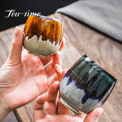 85/160ML Japanese Style Teacup Water Cup Stoneware Ceramic Coffee Cups Kiln Change Kungfu Teacup Beer Tea Mug Cuisine Drinkware