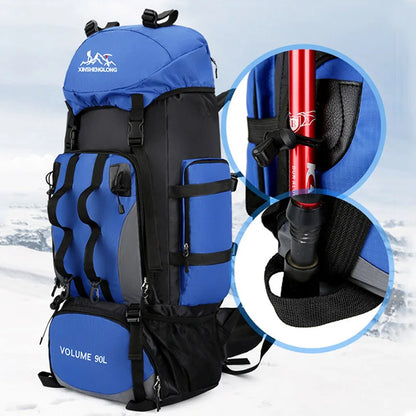 90L vízálló túrázás kemping hátizsák táska táska Rucksack nagy kapacitású utazási szabadtéri sport táskák kemping felszerelés férfiak