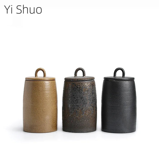 Stoneware Tea Tins Porcelain Sealed Jar Household Large and Small Size Japanese Style Tea Container Tea Box Tea Jar Tea Storage