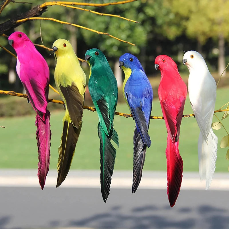 25 cm handgefertigter Schaumfederkünstigungspapagei Nachahmungsvogelmodell Figur Schaum Vögel Papageien Hausgartendekoration Ornament