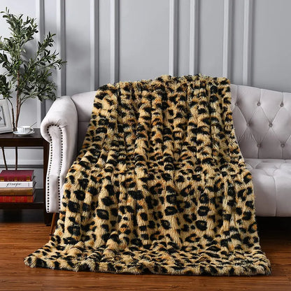Luxusní leopardí steh házení přikrývky místnosti Výzdoba Plaid Beds Pread Baby přikrývky chlupaté zimní postel kryt pohovky