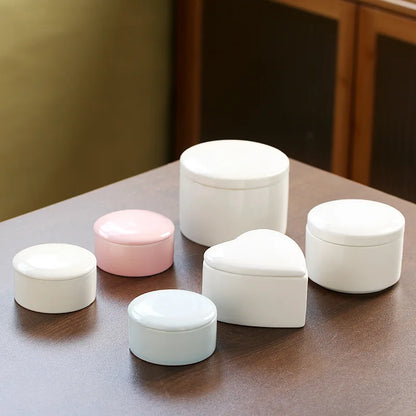 simple round ceramic jewelry storage box jewelry jar makeup box