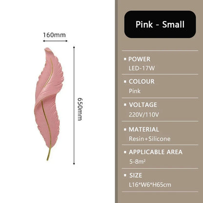 Nordic LED Feather Wall Lamp Creative Bedroom Bedside Living Room Background Home Light Resin Aisle Staircase Decor Wall Lamp