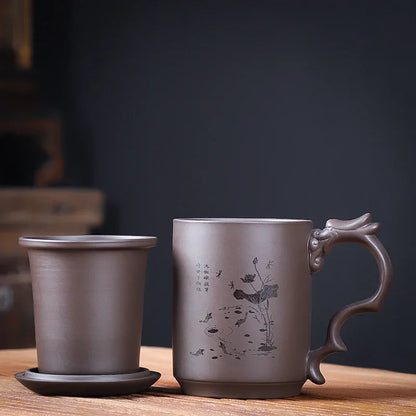 Chinese Yixing Purple Clay Teacups Raw Ore Handmade Master Cup Household Drinkware Chinese Teaware Supplies with Filter