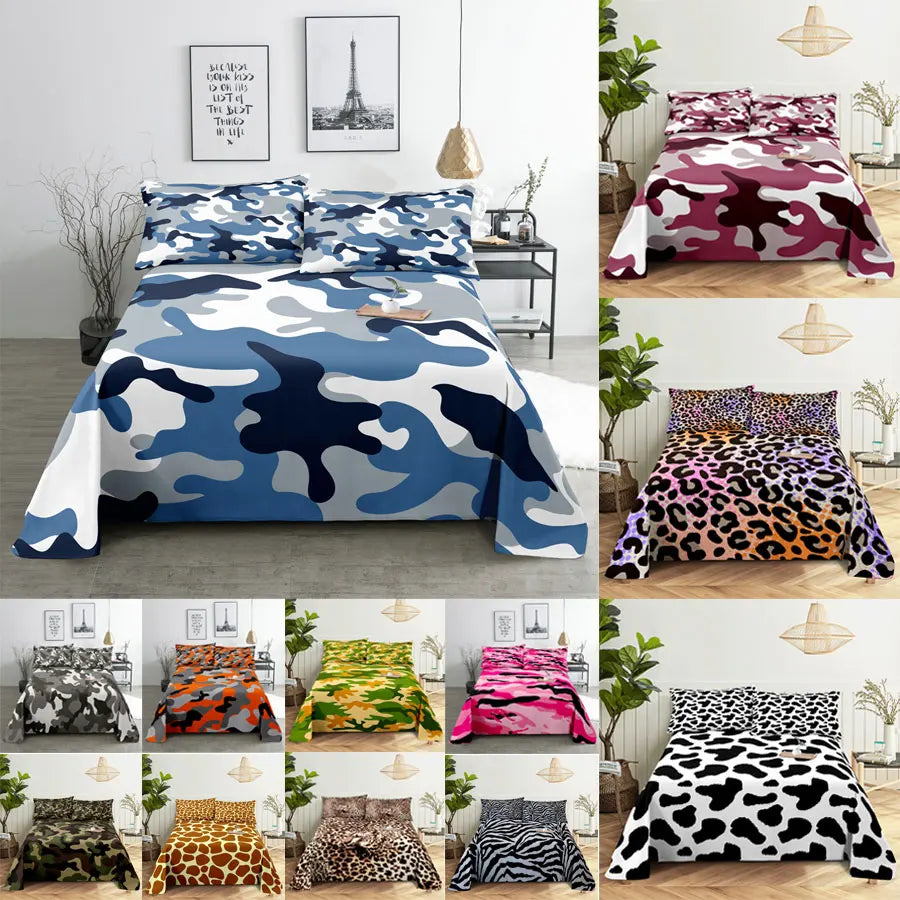 Foaie de pat de camuflaj set lenjerie de pat lenjenițe cu pernă Queen King size dublă 220x240 leopard pentru dormitor moale twin complet single