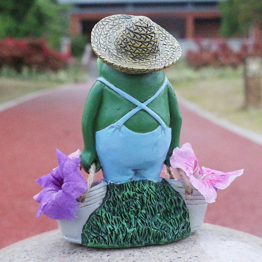 Cvjetni lonac za žabu od smole, zabavni ukras malih životinja, vanjski vrtni ukras od žabe, ukras dvorišta travnjaka