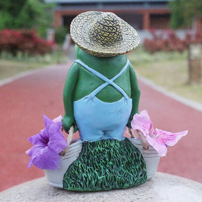Frosch Eimer Harz Blumentopf, unterhaltsame Kleintierdekoration, Gartenfroschstatue -Ornament im Freien, Lawn Yard Decoration