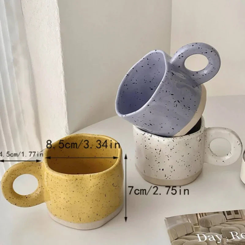 Ceramic Mug 250ml Ring Handl Coffee Milk Modern Print Porcelain Mug Handmade Ceramic Hot Chocolate Cup Couple Handgrip Cups