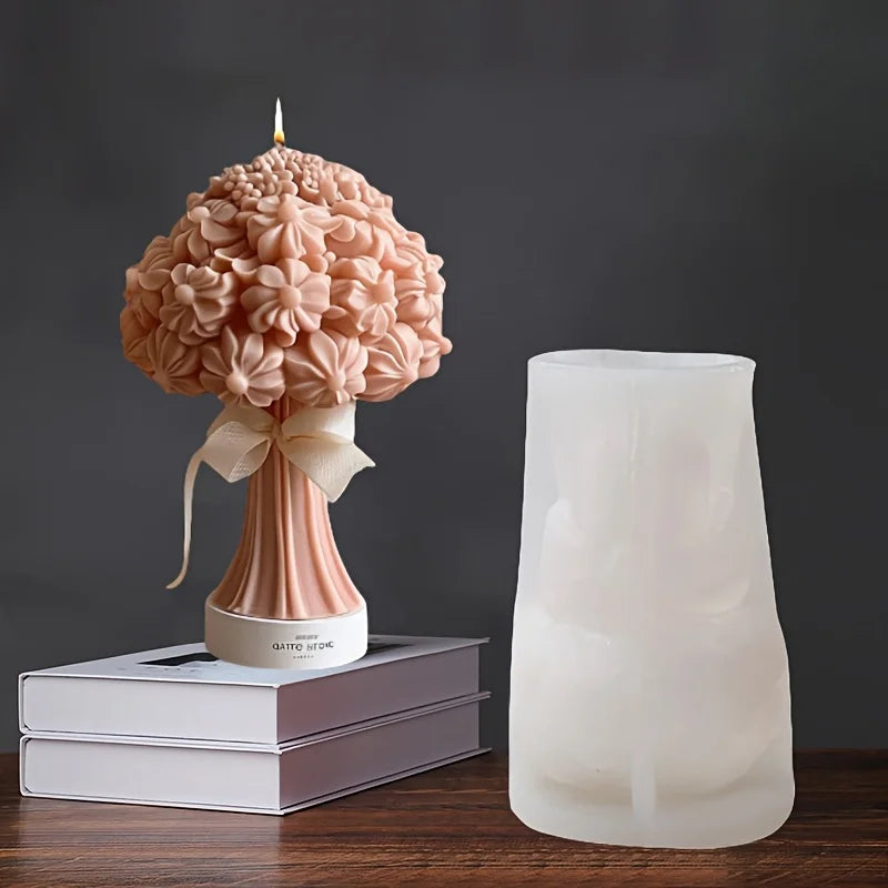 New 3D Rose Bouquet Candle Silicone Mold Chrysanthemum Flower Cluster Resin Mold Flower Peony Gypsum Mold Valentine's Day Gift