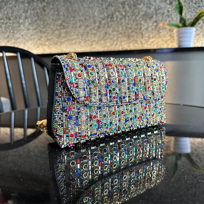 Jiomay luksusdesigner håndtasker brand mode punge til kvinder elegant og alsidig rhinestone taske fest aften kobling taske