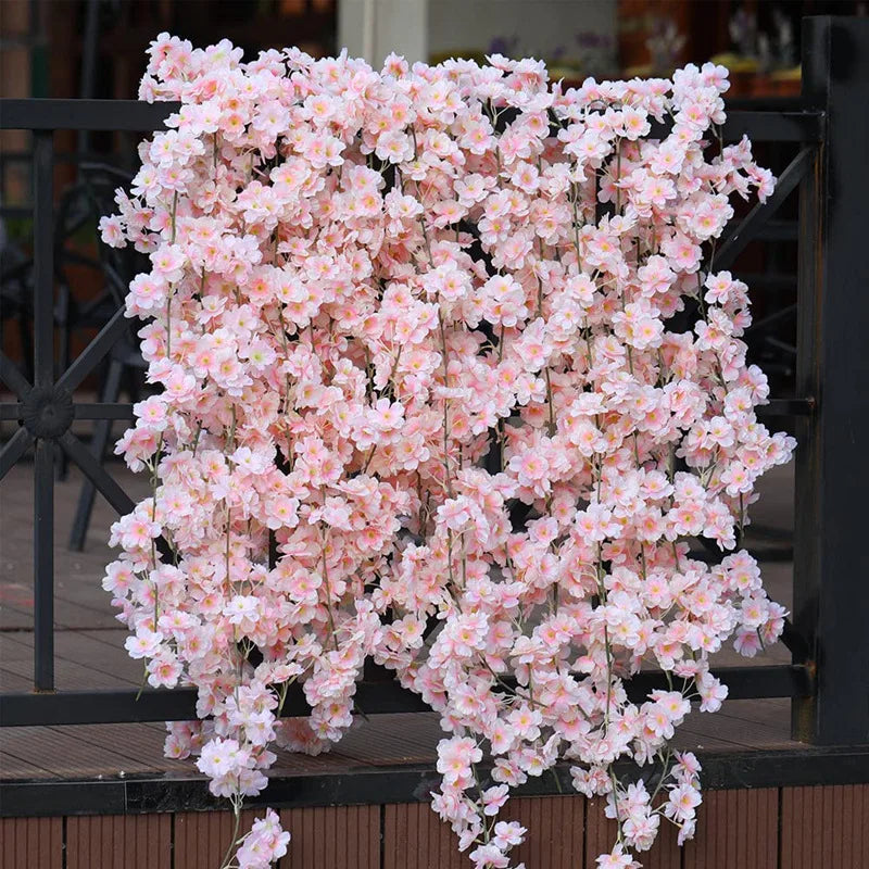180 cm umelé kvety Cherry Blossom Sakura Garland Svadobný oblúk Záhrada Záhrada Domáci Domáci Domáci dekorácia hodvábne Falošné rastliny vinič vinič