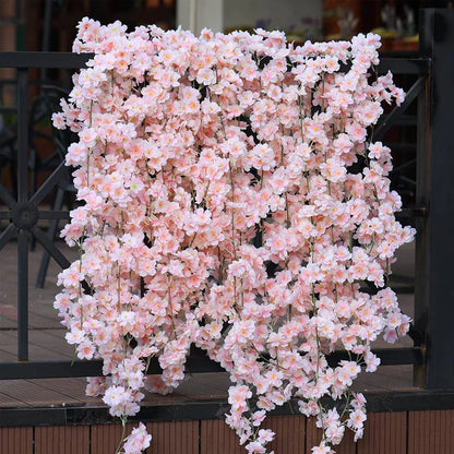 180 ס"מ פרחים מלאכותיים דובדבן פריחת סאקורה גרלנד קשת חתונה קשת גן תפאורה מקשורה למסיבה מפלגה משי צמחים מזויפים גפן