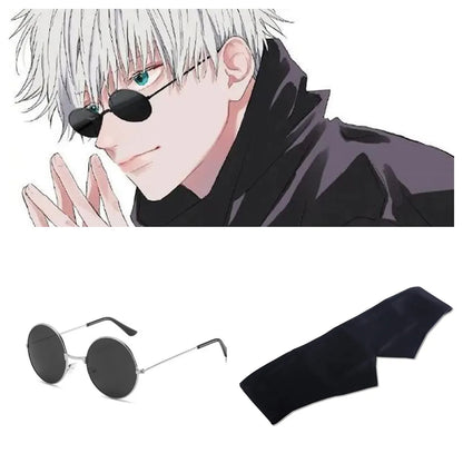 Ace Anime Jujutsu Kaisen Gojo Satoru Cosplay Requisiten Schwarze Brille Steampunk Round Frame Eyewear Sonnenbrille Accessoires Männer Frauen Frauen