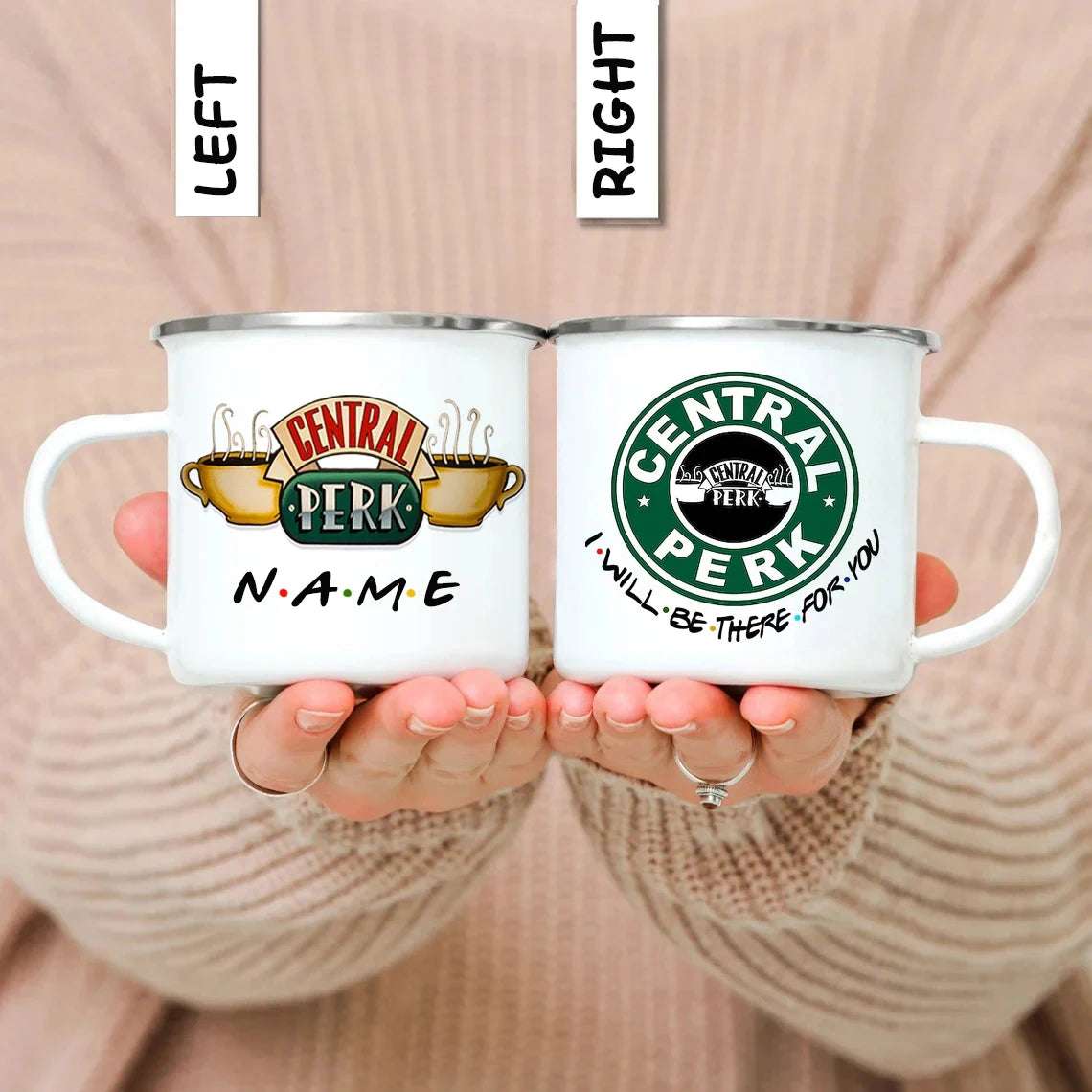 Personalised Name Friends Tv Show Central Perk Mug 11oz Enamel Wholesale Coffee Mugs Tea Cup Gift For Friends Dropshipping