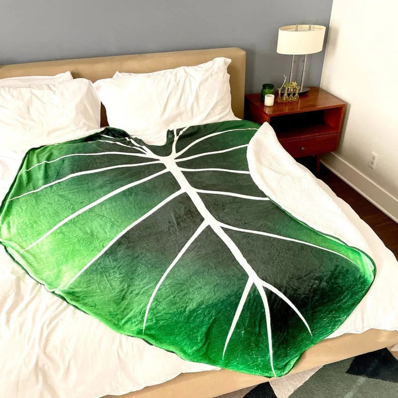 Pătură caldă cu pufoasă pentru adulți super moale, pătură de frunze uriașă moale pentru pat canapea gloriosum vegeta